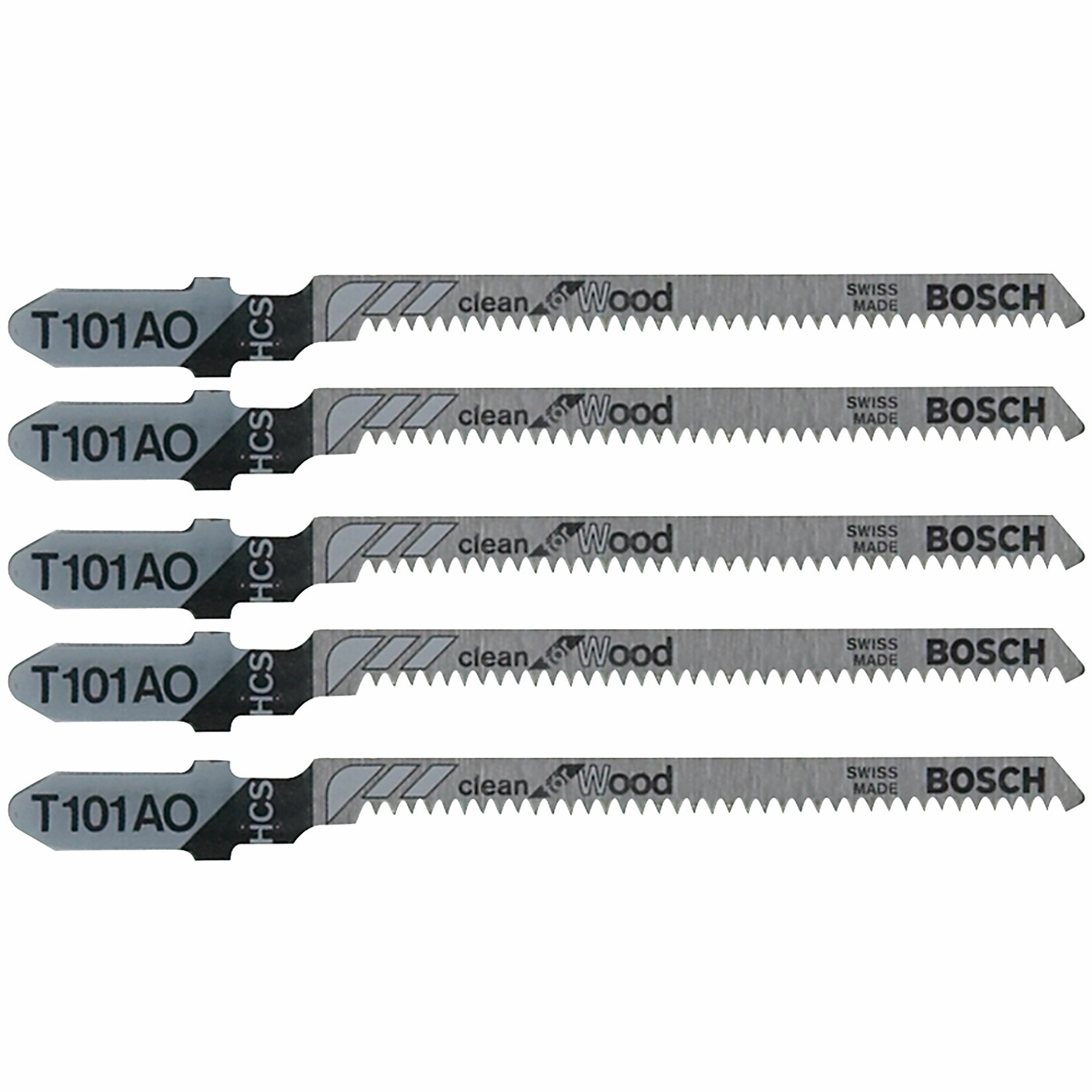 Bosch Clean for Wood T-Shank Jig Saw Blades — 3 1/4in., 20 TPI, High Carbon Steel, 5 Pcs, Model# T101AO